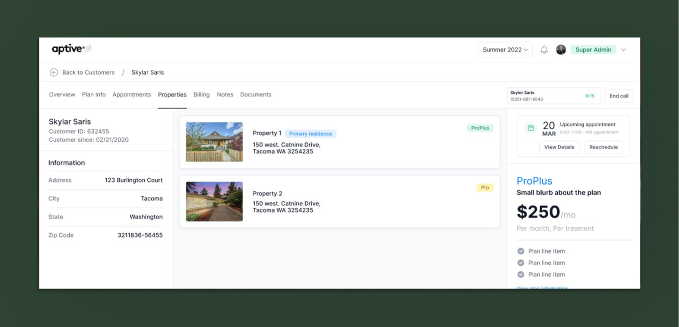 Aptive companion mobile screen