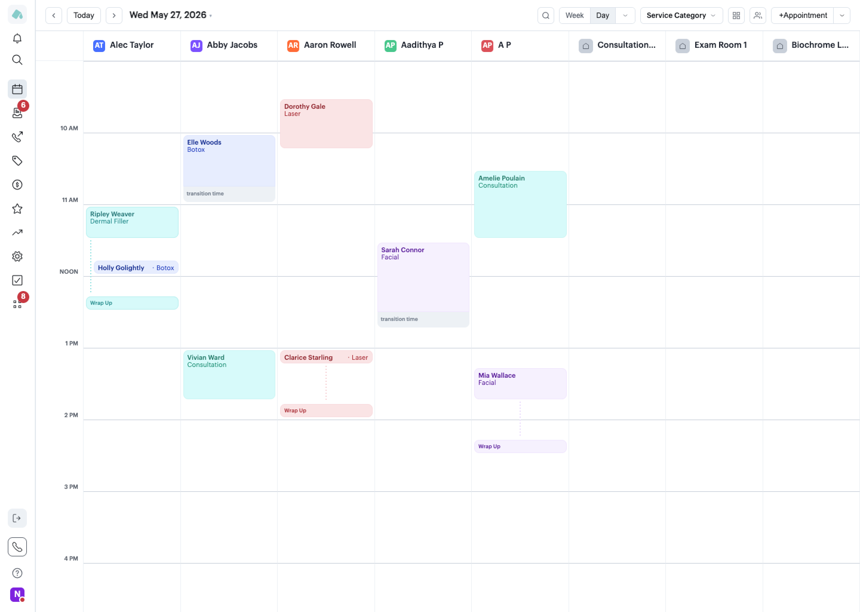 Podium scheduling dashboard with service appointments and calendar controls